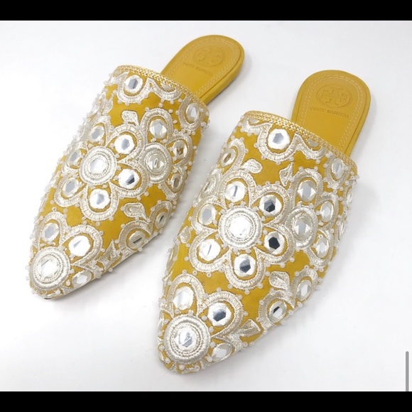 💛NWT in box TORY BURCH Elora slides yellow - Picture 7 of 8